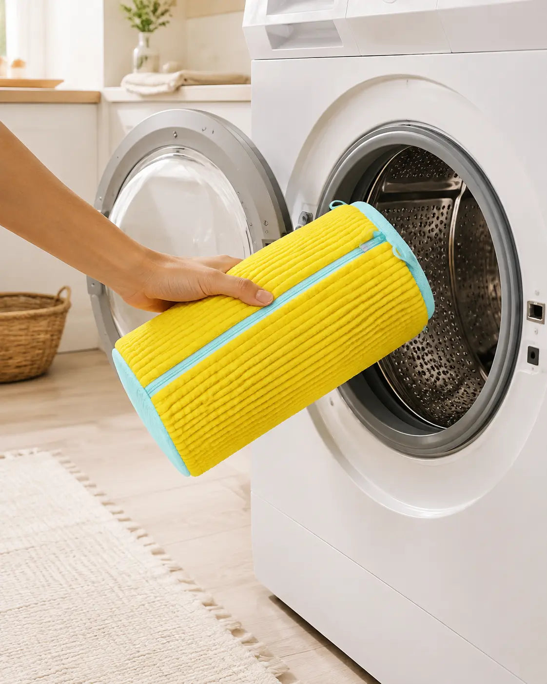 WashPod placé dans une machine à laver